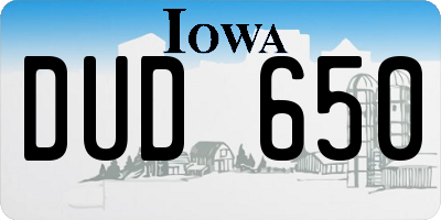 IA license plate DUD650