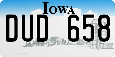 IA license plate DUD658