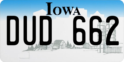 IA license plate DUD662