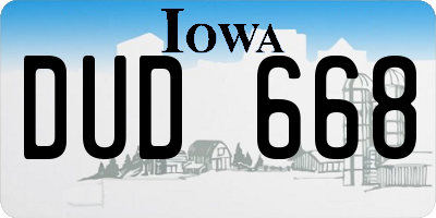 IA license plate DUD668