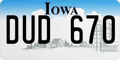IA license plate DUD670