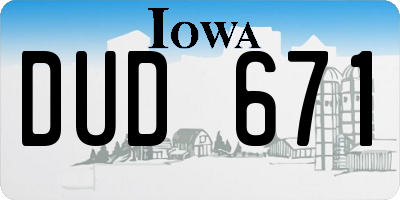 IA license plate DUD671