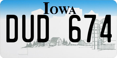 IA license plate DUD674