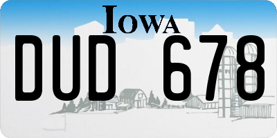 IA license plate DUD678