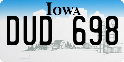 IA license plate DUD698