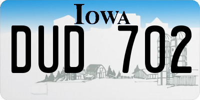 IA license plate DUD702