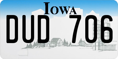 IA license plate DUD706