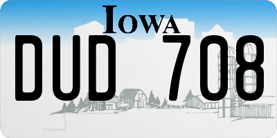 IA license plate DUD708