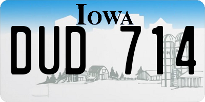 IA license plate DUD714