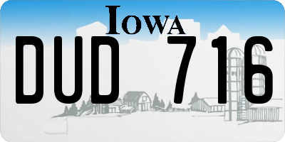 IA license plate DUD716