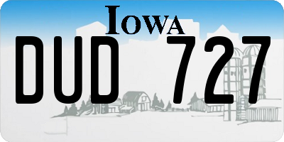 IA license plate DUD727