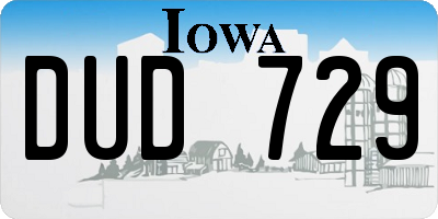 IA license plate DUD729