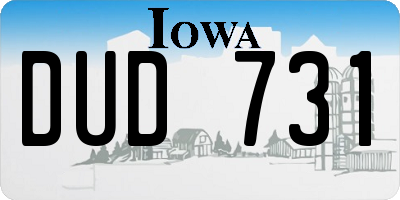 IA license plate DUD731
