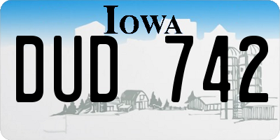 IA license plate DUD742