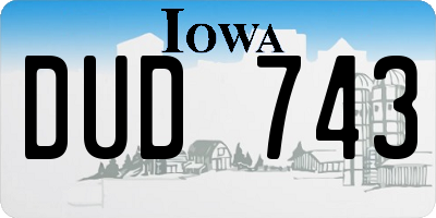 IA license plate DUD743