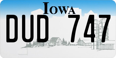 IA license plate DUD747