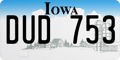 IA license plate DUD753