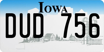 IA license plate DUD756