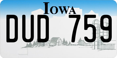 IA license plate DUD759