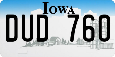 IA license plate DUD760