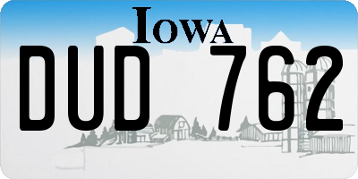 IA license plate DUD762