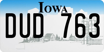 IA license plate DUD763