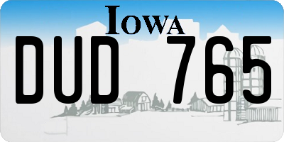 IA license plate DUD765