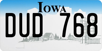 IA license plate DUD768