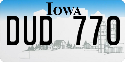 IA license plate DUD770