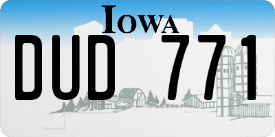 IA license plate DUD771