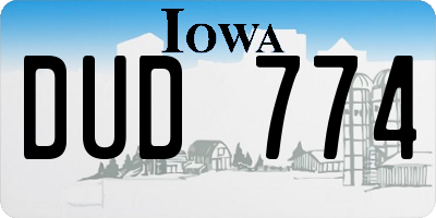 IA license plate DUD774