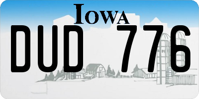 IA license plate DUD776