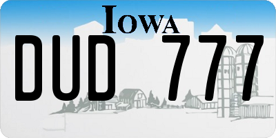IA license plate DUD777