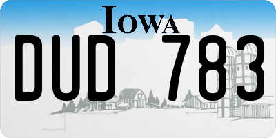 IA license plate DUD783