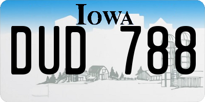 IA license plate DUD788
