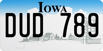IA license plate DUD789
