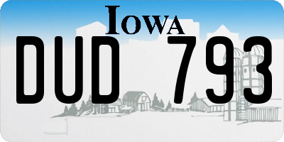 IA license plate DUD793