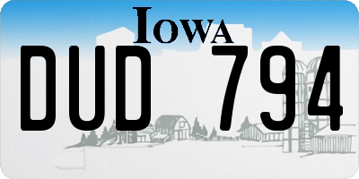 IA license plate DUD794