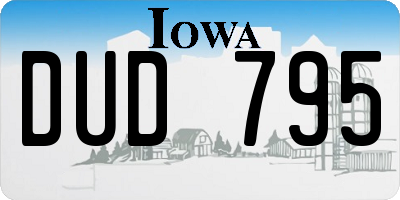 IA license plate DUD795