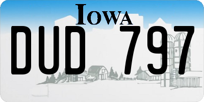 IA license plate DUD797