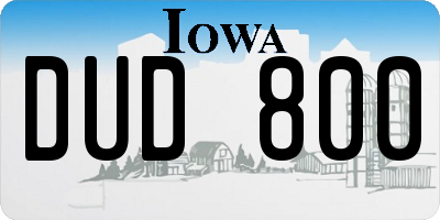 IA license plate DUD800