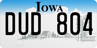 IA license plate DUD804