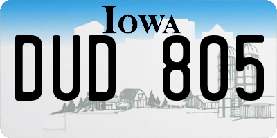 IA license plate DUD805