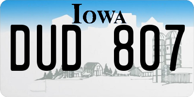 IA license plate DUD807