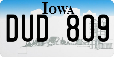 IA license plate DUD809