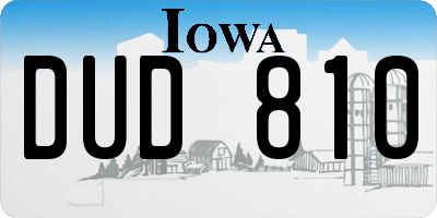 IA license plate DUD810