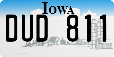 IA license plate DUD811