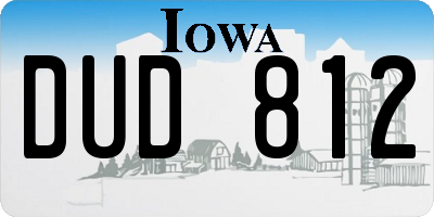 IA license plate DUD812