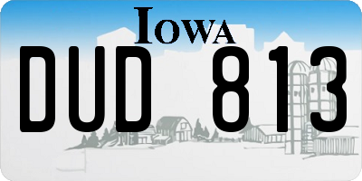 IA license plate DUD813