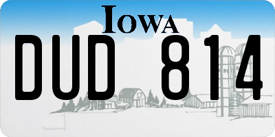 IA license plate DUD814